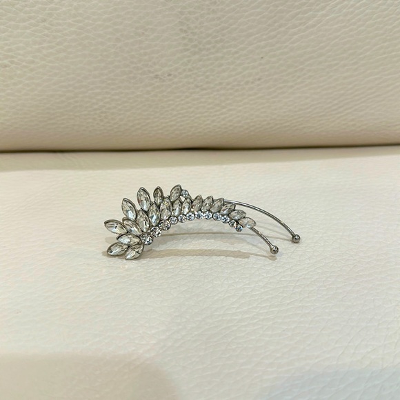 Silver Rhinestone Left Ear Clip Earring - Picture 1 of 5